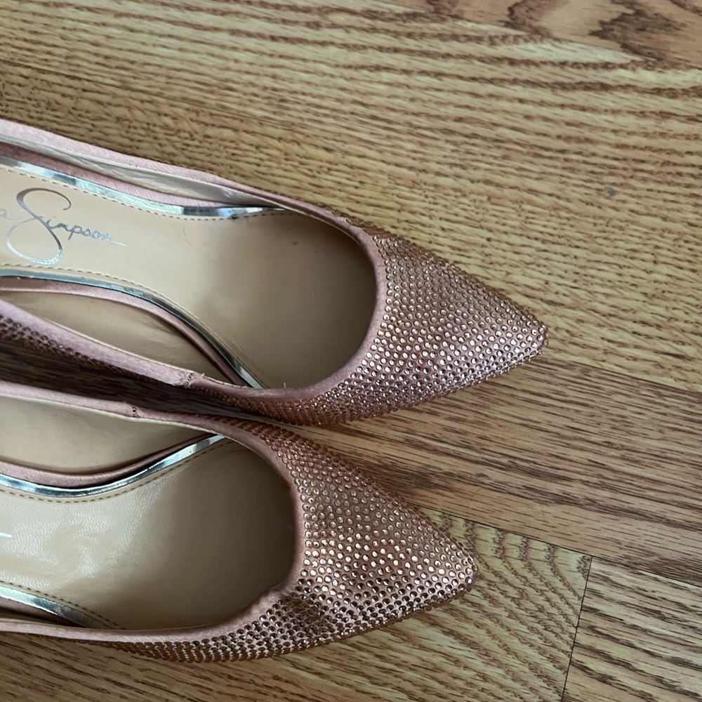 Beige beaded, Jessica Simpson size 6 shoe